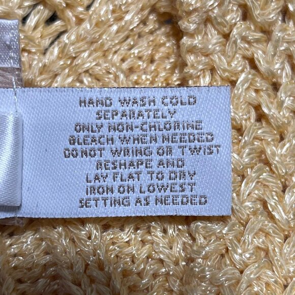 Chicos Womens Knit Cardigan Sweater Size 1 Nylon/Acrylic/Cotton Blend Gold - Picture 5 of 9